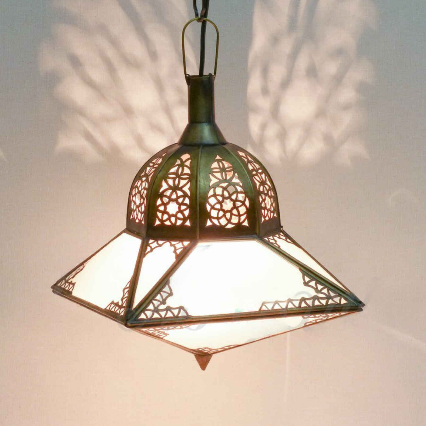 Pendant Silver Lamp, Made in Marrakesh with Silver and Glass - Ideal to use in Outdoor garden and Indoor Lighting Decor