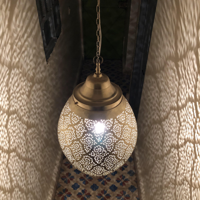 Oval Ceiling Light - Available in Gold, Silver, Black Brass - Handcrafted in Moroccan, Luxury for Indoor Lighting Decoration