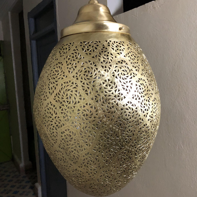 Oval Ceiling Light - Available in Gold, Silver, Black Brass - Handcrafted in Moroccan, Luxury for Indoor Lighting Decoration