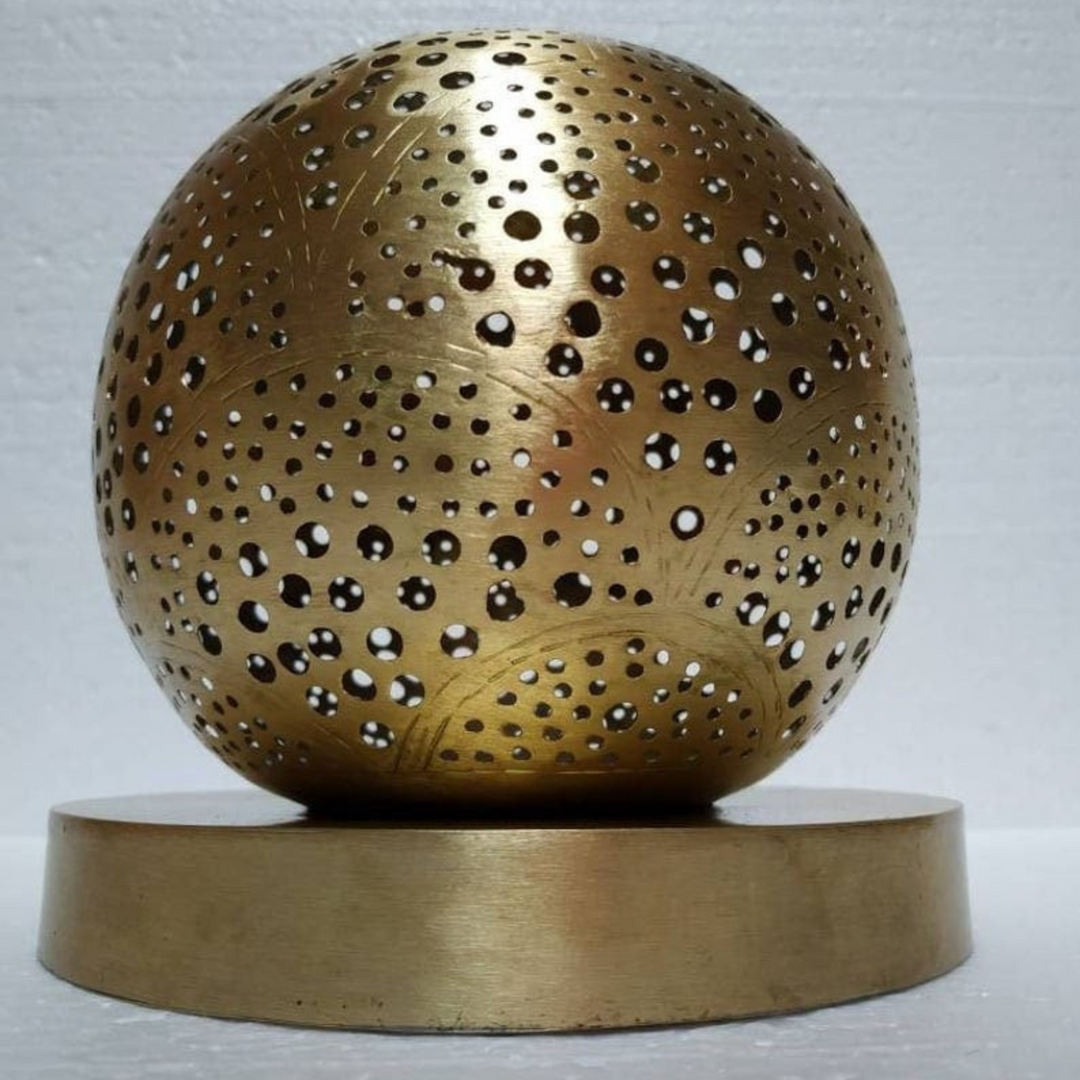 BRASS TABLE & FLOOR LAMP , KOORA PIERCED