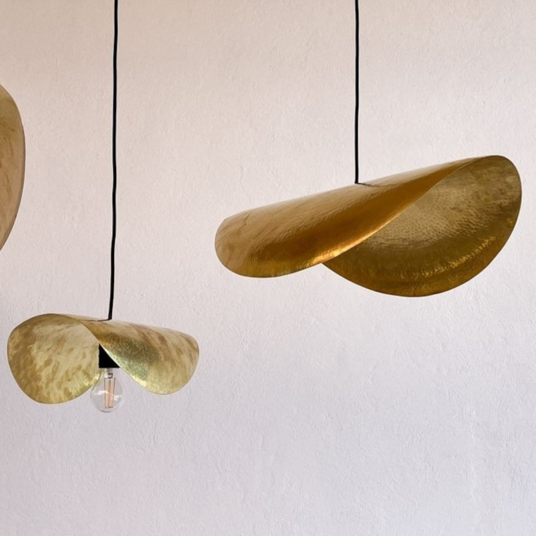 TWISTED BRASS LEAVES CEILING LIGHTS, GOLD BRASS