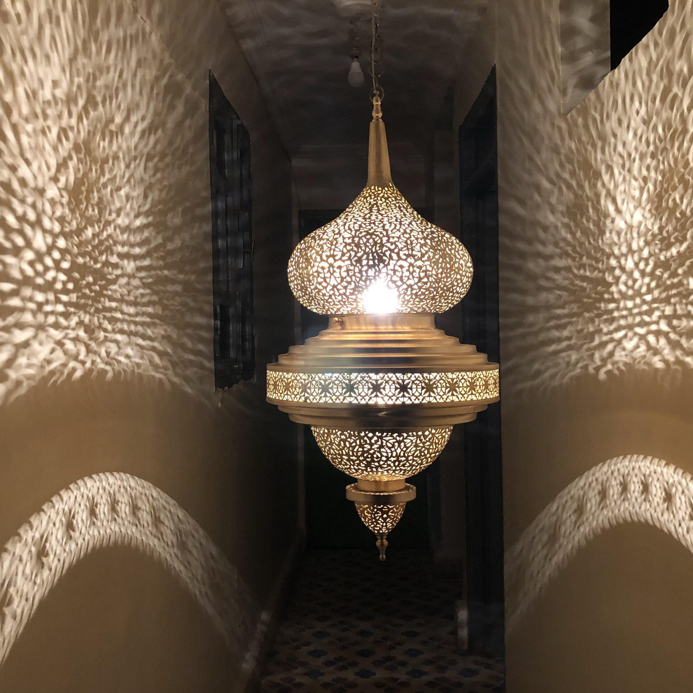 iconic Ceiling Lamp - Available in Gold, Silver, Black Brass – Hand Engraved with Moroccan style – Ideal for Home Lighting Decor