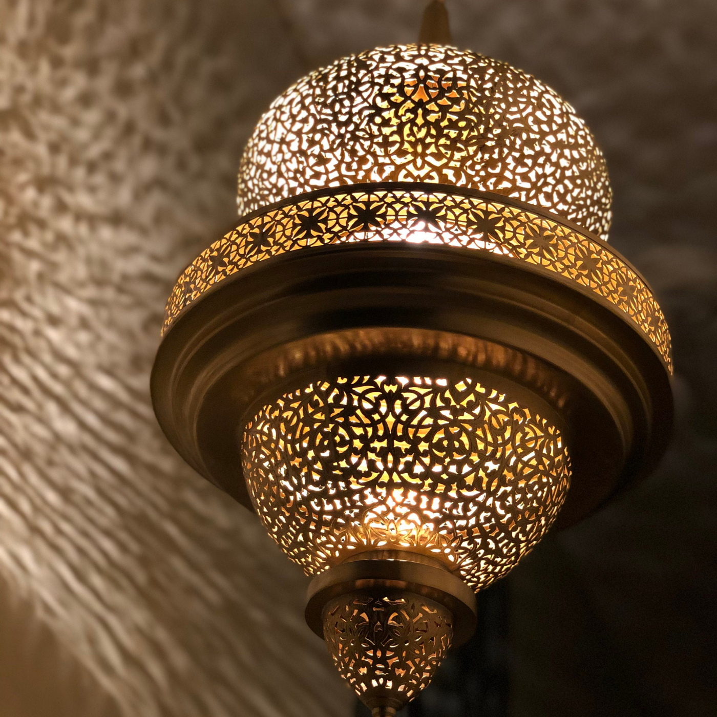 iconic Ceiling Lamp - Available in Gold, Silver, Black Brass – Hand Engraved with Moroccan style – Ideal for Home Lighting Decor