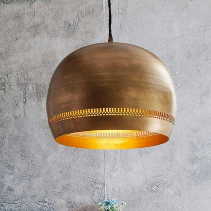 ARABESQUE GLOBE CEILING LIGHT, GOLD BRASS