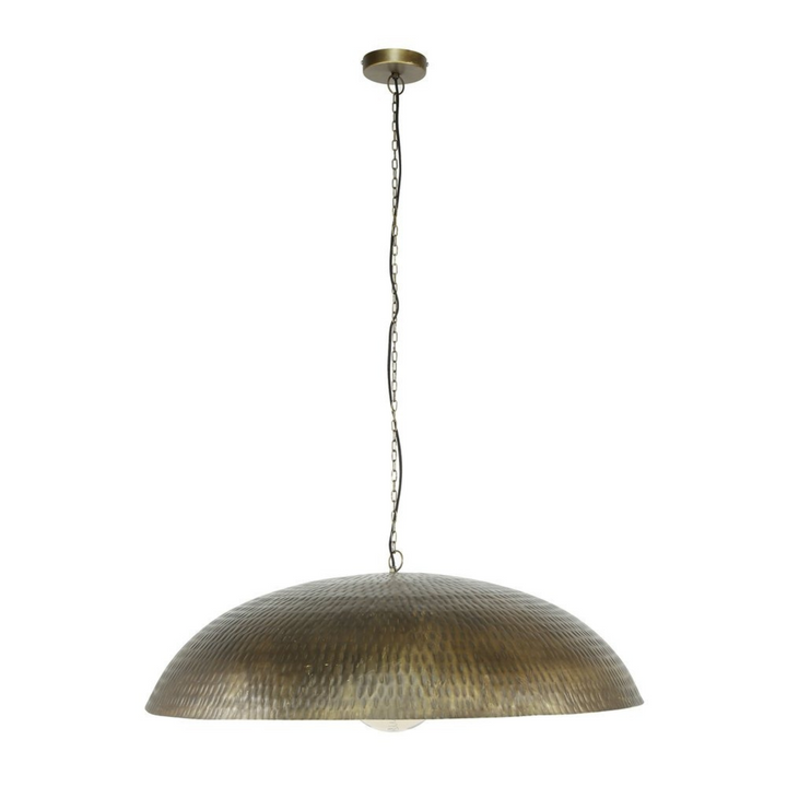 BRASS LEAF CEILING LIGHT, HAMMERED BRONZE