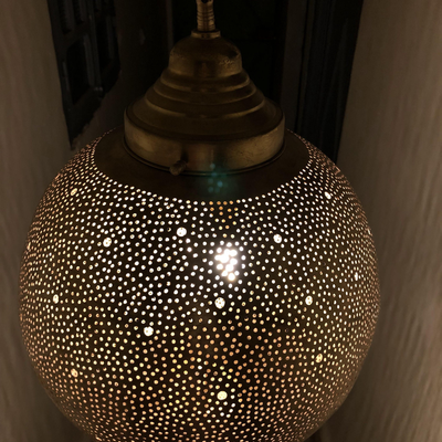 Large Moroccan Ceiling Light Brass set of 3 balls - Available in Gold, Silver, Black Brass - Luxury for Home Lighting Decoration