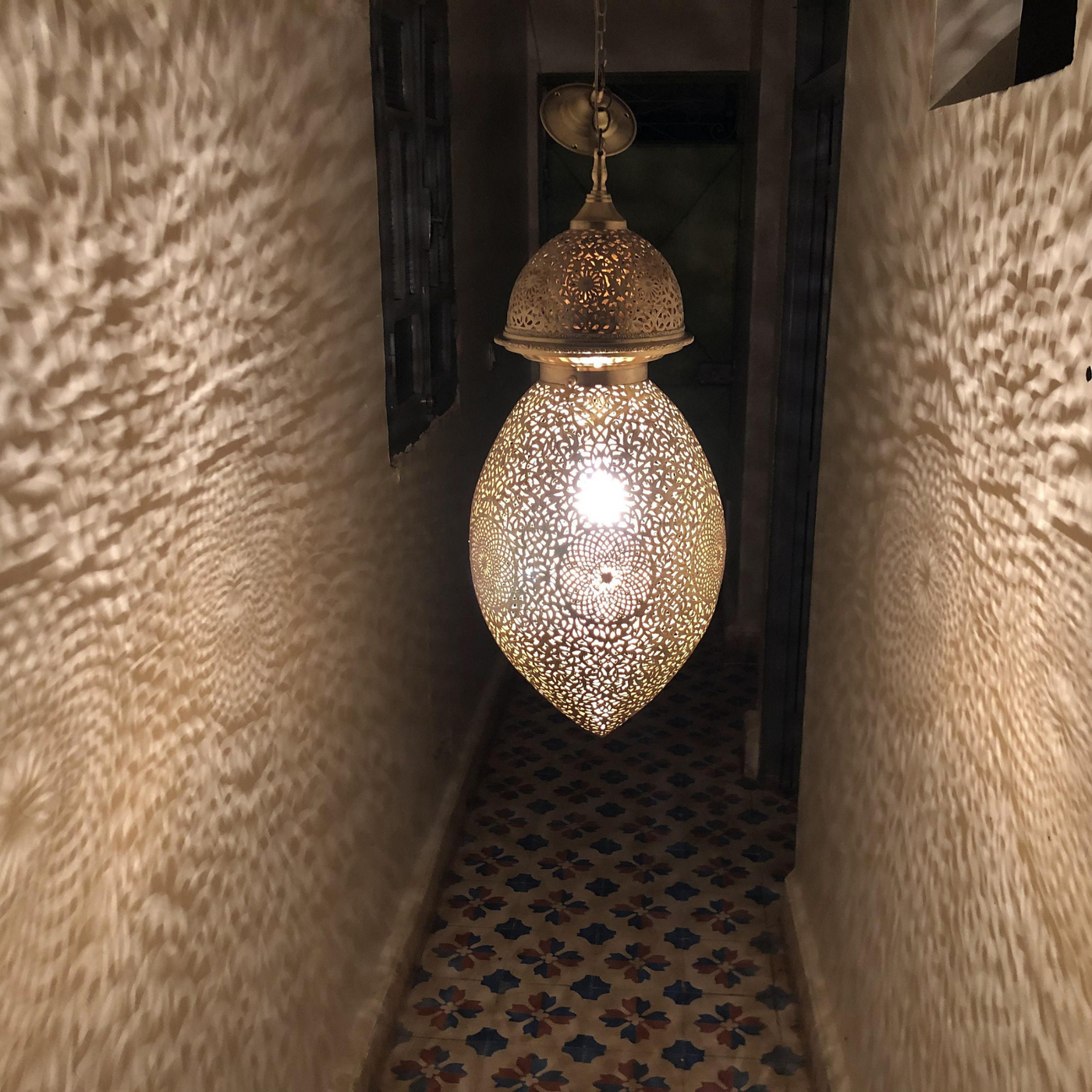 Bulb-Shaped Ceiling Lamp – Handcrafted in Morocco, Available in Gold, Silver, Black Brass – Luxury for Indoor Lighting