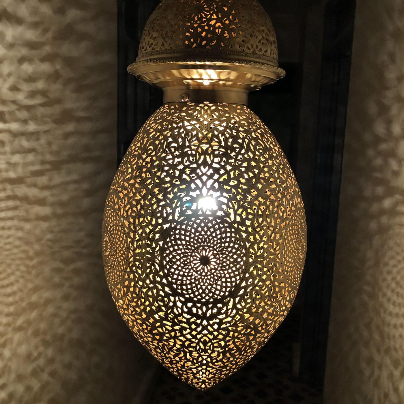 Bulb-Shaped Ceiling Lamp – Handcrafted in Morocco, Available in Gold, Silver, Black Brass – Luxury for Indoor Lighting