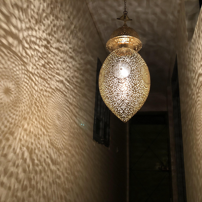 Bulb-Shaped Ceiling Lamp – Handcrafted in Morocco, Available in Gold, Silver, Black Brass – Luxury for Indoor Lighting