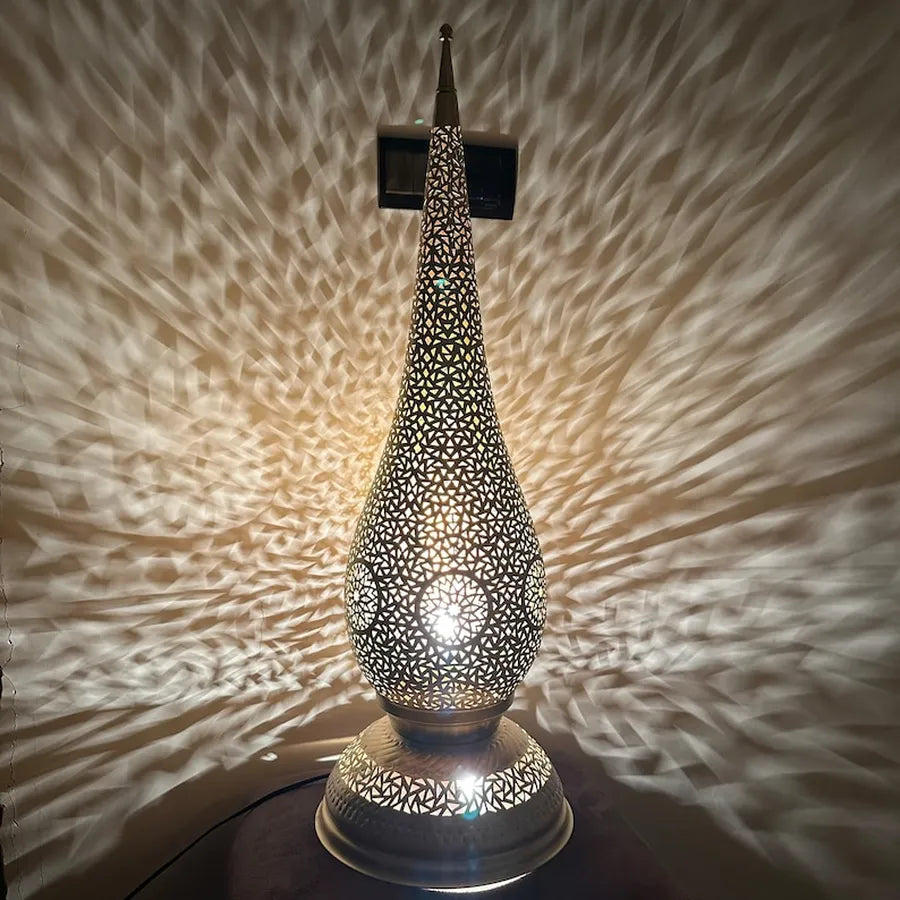 Moroccan Style Brass standing Lamp – Exquisite Handmade Piece for Living Room or Office