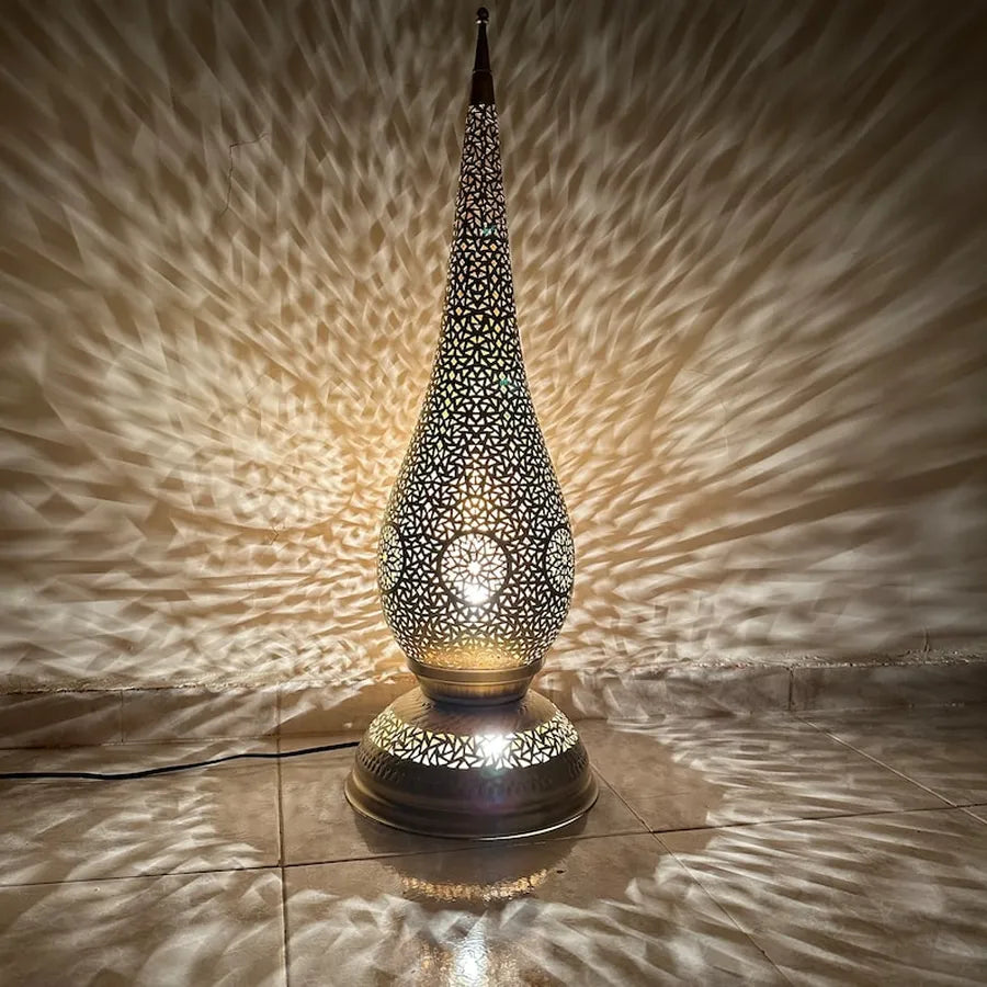 Moroccan Style Brass standing Lamp – Exquisite Handmade Piece for Living Room or Office