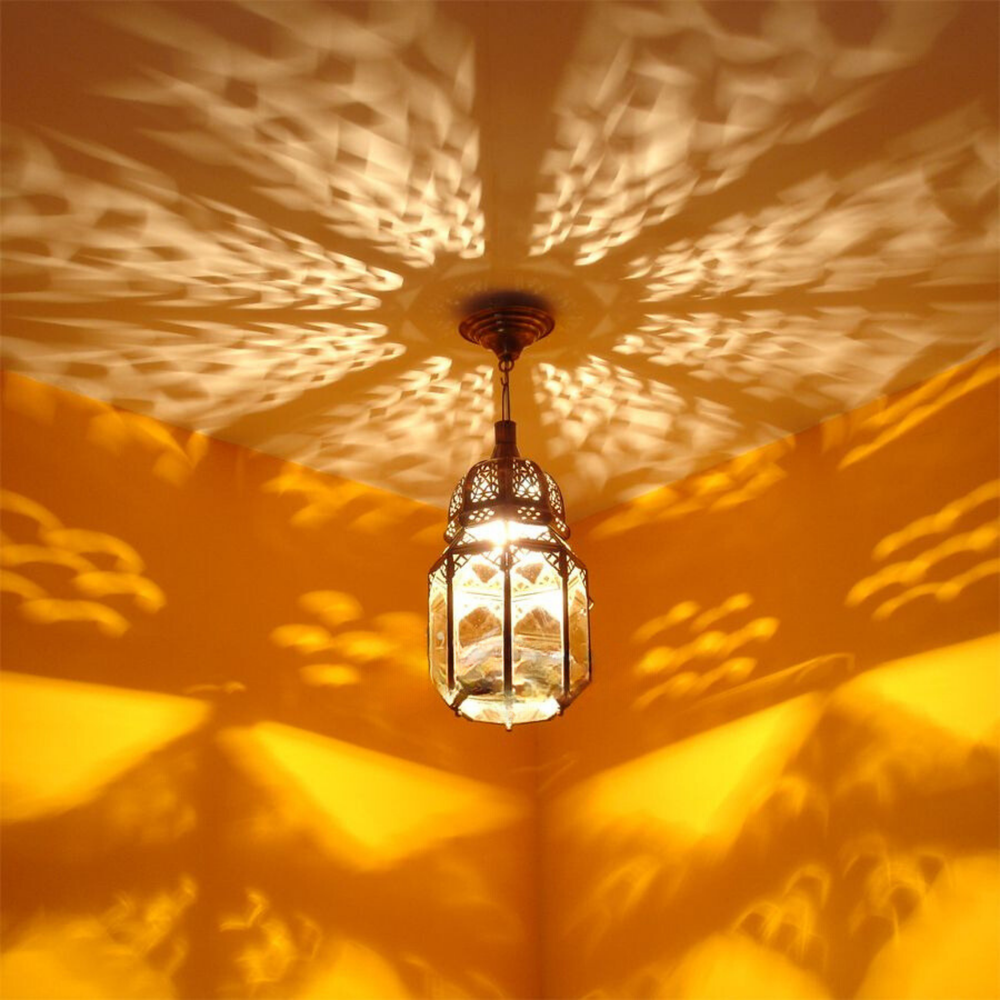 Moroccan Lanterns Amina Transparent hanging light with clean glass panels for entries and cozy home spaces