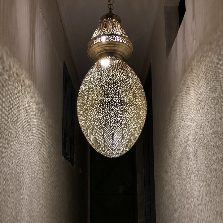 Brass Ceiling Light Ashraf with artisan gold tone finish and neat fixture shape for inviting room lighting