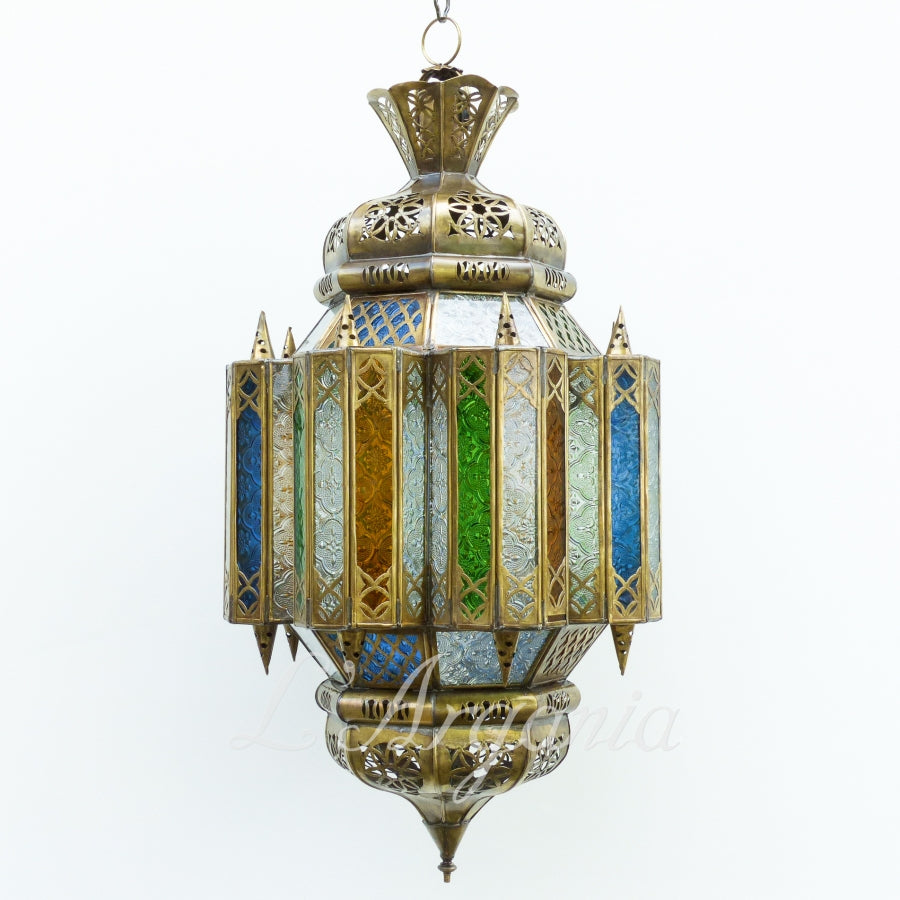 Moroccan Lanterns Awal Multicolor hanging style with vivid glass panels for entries, terraces, and cozy rooms