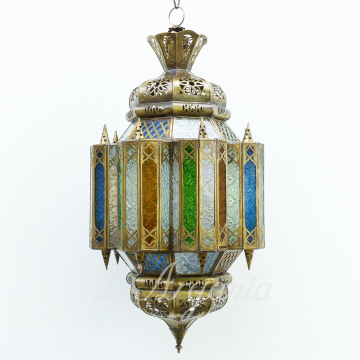 Moroccan Lanterns Awal Multicolor hanging style with vivid glass panels for entries, terraces, and cozy rooms