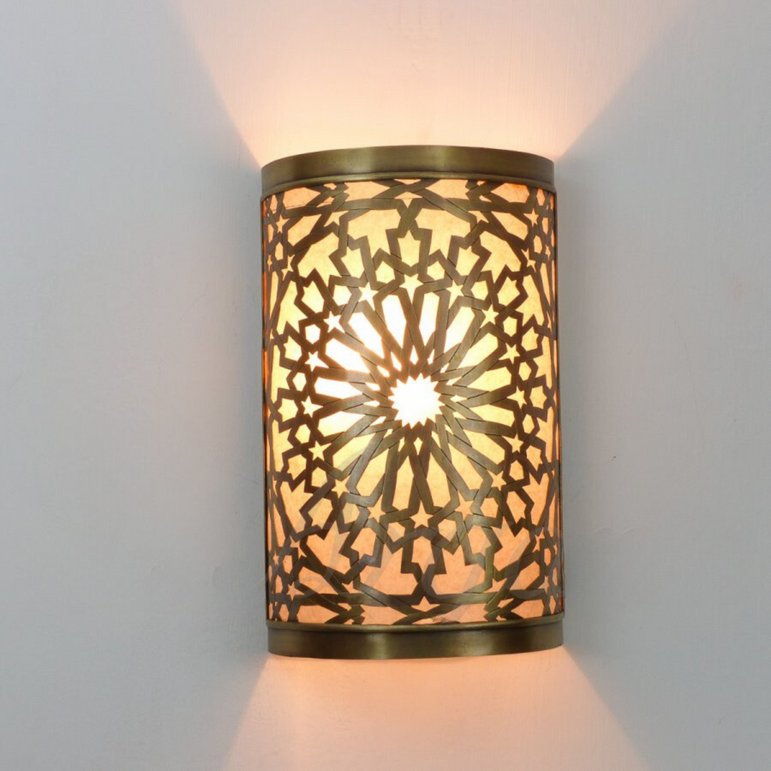 Brass Wall Sconce Mask with warm wall light and crafted brass detail for bedrooms, hallways, and cozy interior spaces