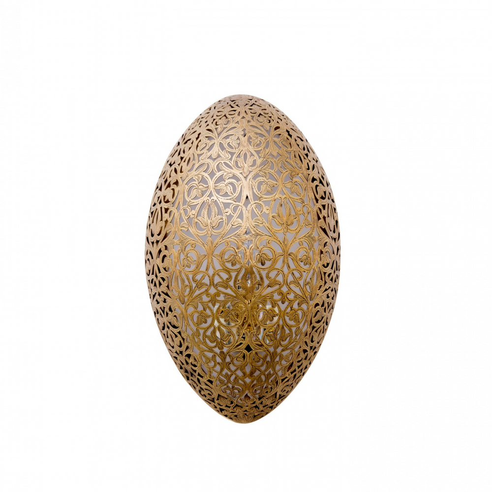 Brass Wall Sconce Dareen showing Moroccan brass style and warm illumination for entryways, lounges, and decorative walls