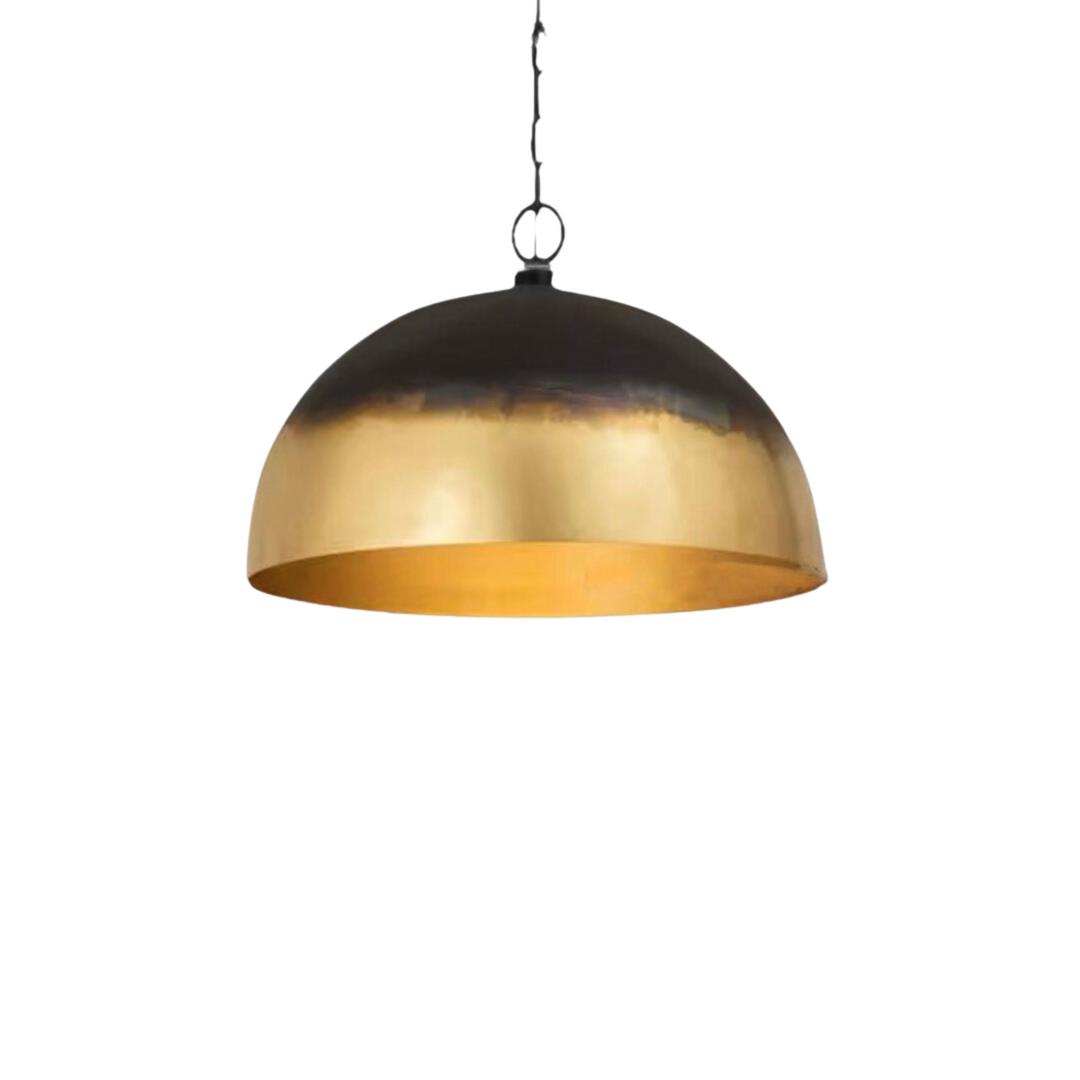 Dome Ceiling Light Black With Gold Brass Moroccan style fixture with rounded dome form and soft ambient illumination