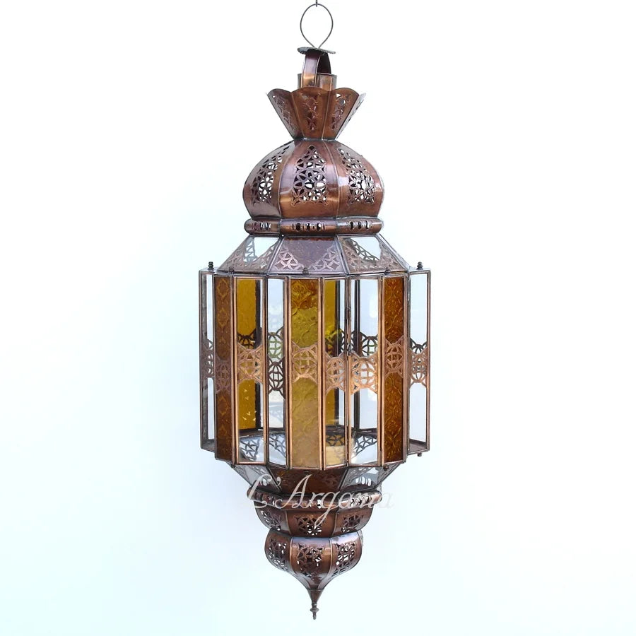 Moroccan Lanterns Fathi Mandarin hanging light with warm orange character for welcoming home spaces