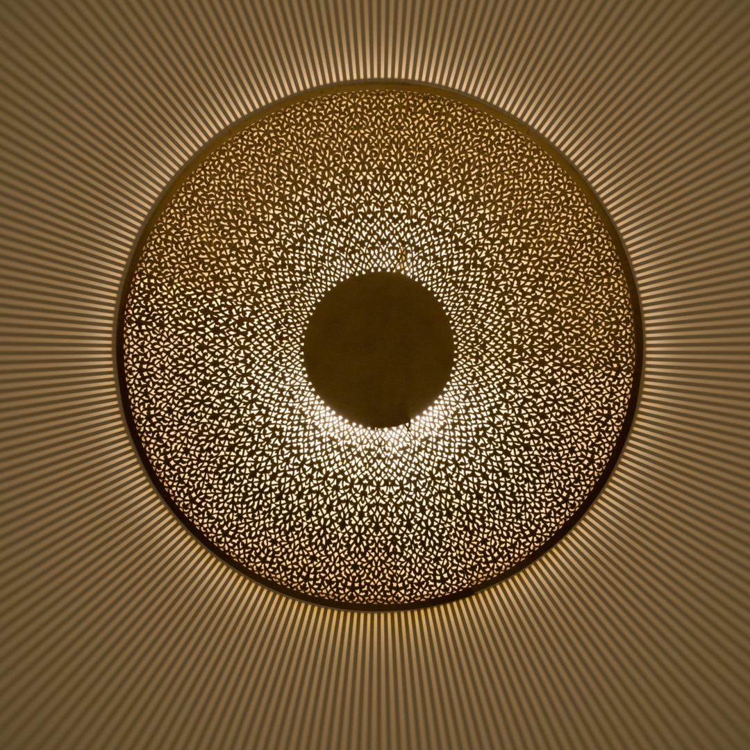 Flush Wall Sconces Aya with warm wall glow and low-profile Moroccan detail for bedrooms, hallways, and cozy spaces
