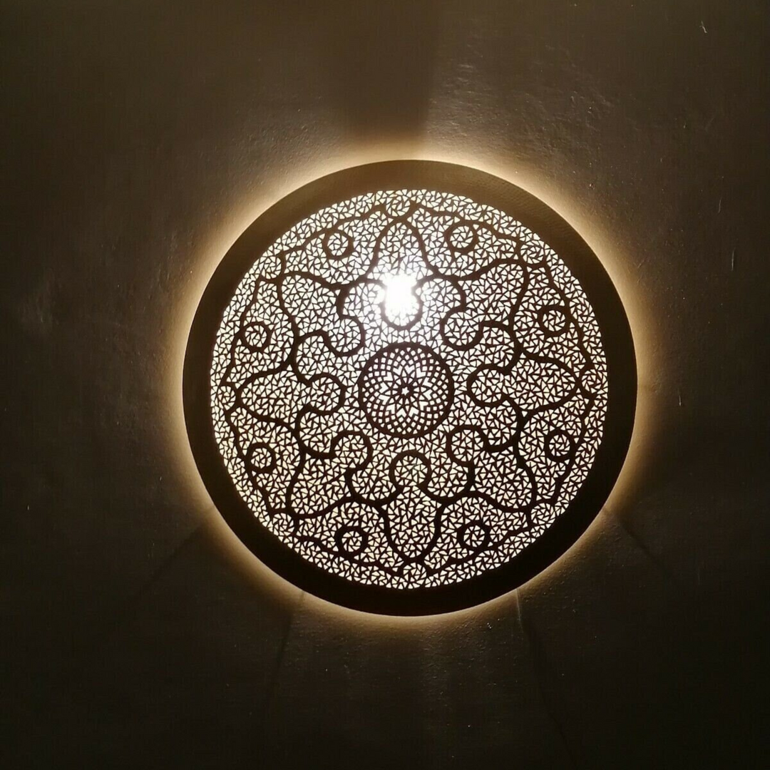 Flush Wall Sconces Hazem with warm wall glow and compact Moroccan detail for bedrooms, hallways, and cozy interiors