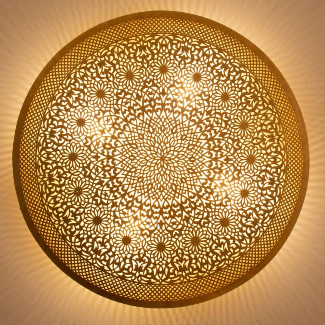 Flush Wall Sconces Jinaan with soft wall glow and compact Moroccan detail for bedrooms, hallways, and cozy interior spaces