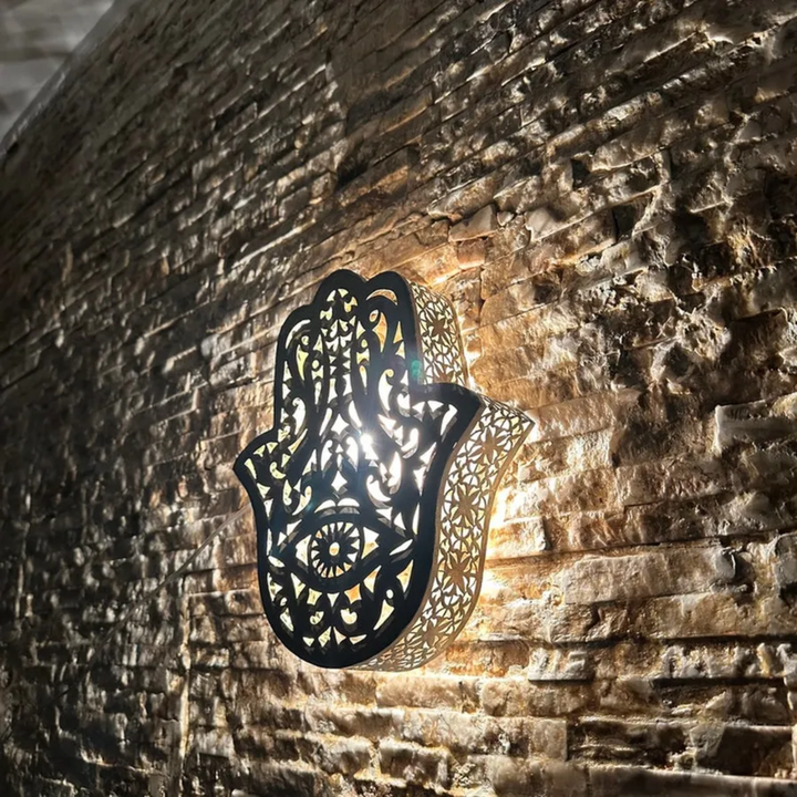 Brass Wall Sconce Khemissa handmade wall fixture with brass shine for bedrooms, entries, and living rooms