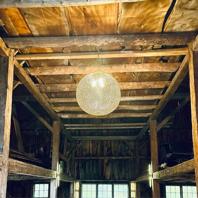 Sphere Pendant Lighting with Moroccan style – Comes Hardwired with Light Bulb – Perfect for Traditional or Modern Decoration