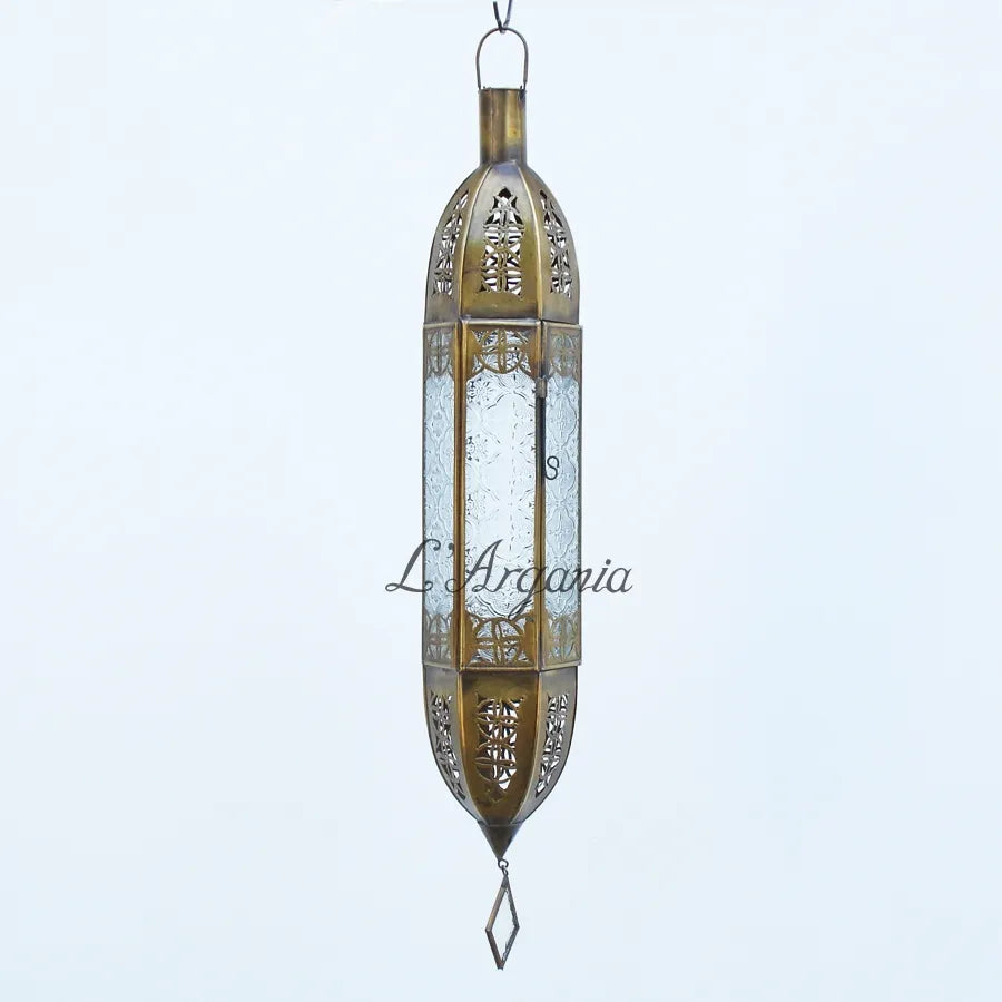 Moroccan Lanterns Koumira Brass Moorish hanging light with brass frame and Moorish style for entryways