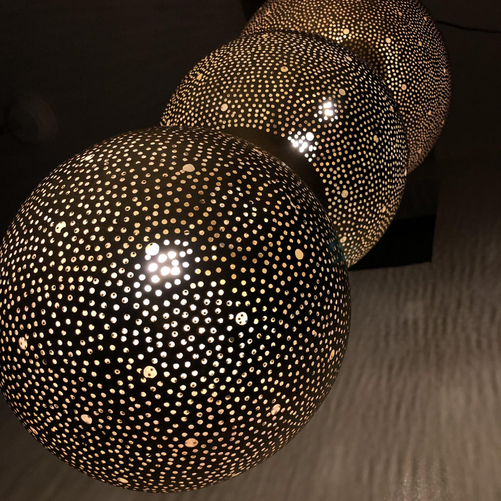 Brass Ceiling Light Soulaiman with Moroccan influence and brass texture, made for warm ambient lighting in home interiors.