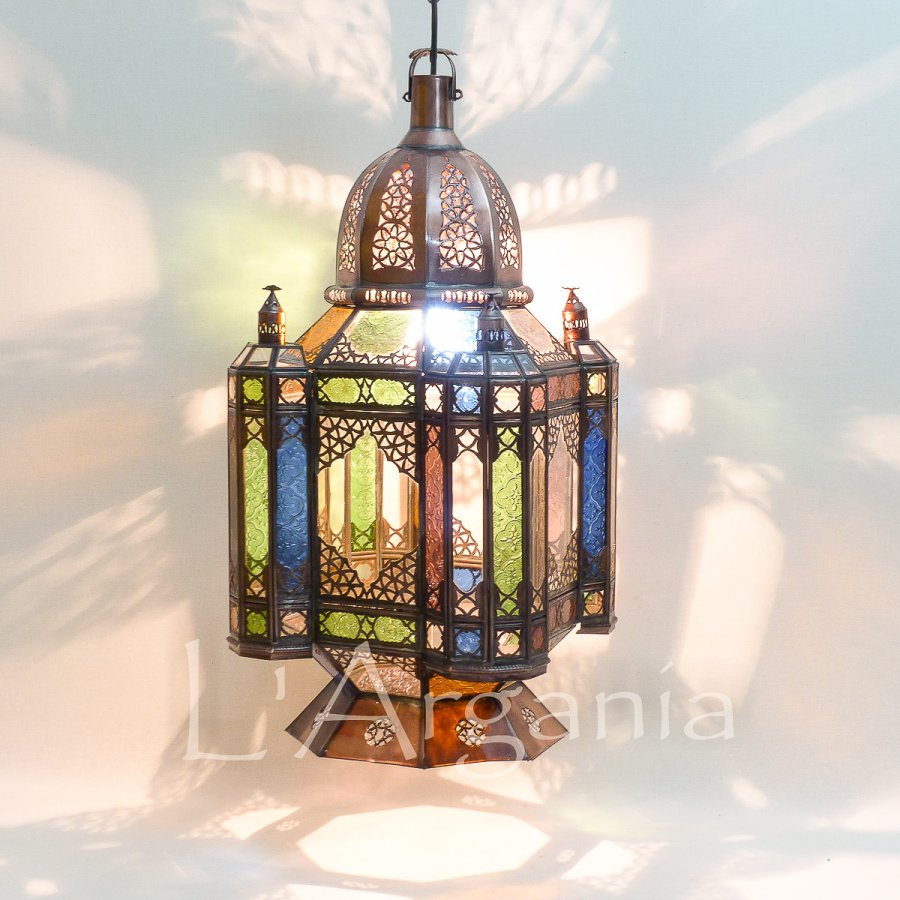 Moroccan Lanterns Andalus with warm ambient glow and handcrafted metal detail for patios, entries, and lounges