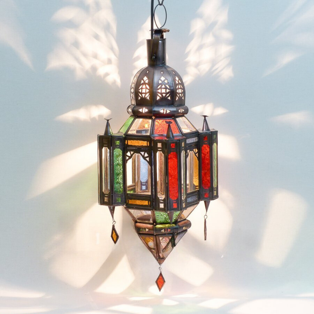 Moroccan Lanterns Arij with warm ambient glow and handcrafted metal detail for patios, entries, and lounges