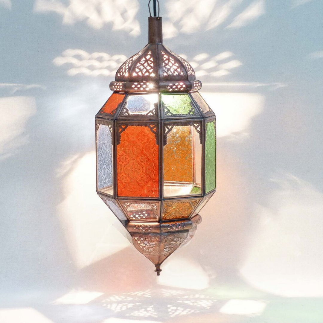 Moroccan Lanterns Bouchra with warm ambient shine and handcrafted metal detail for patios, entries, and lounges