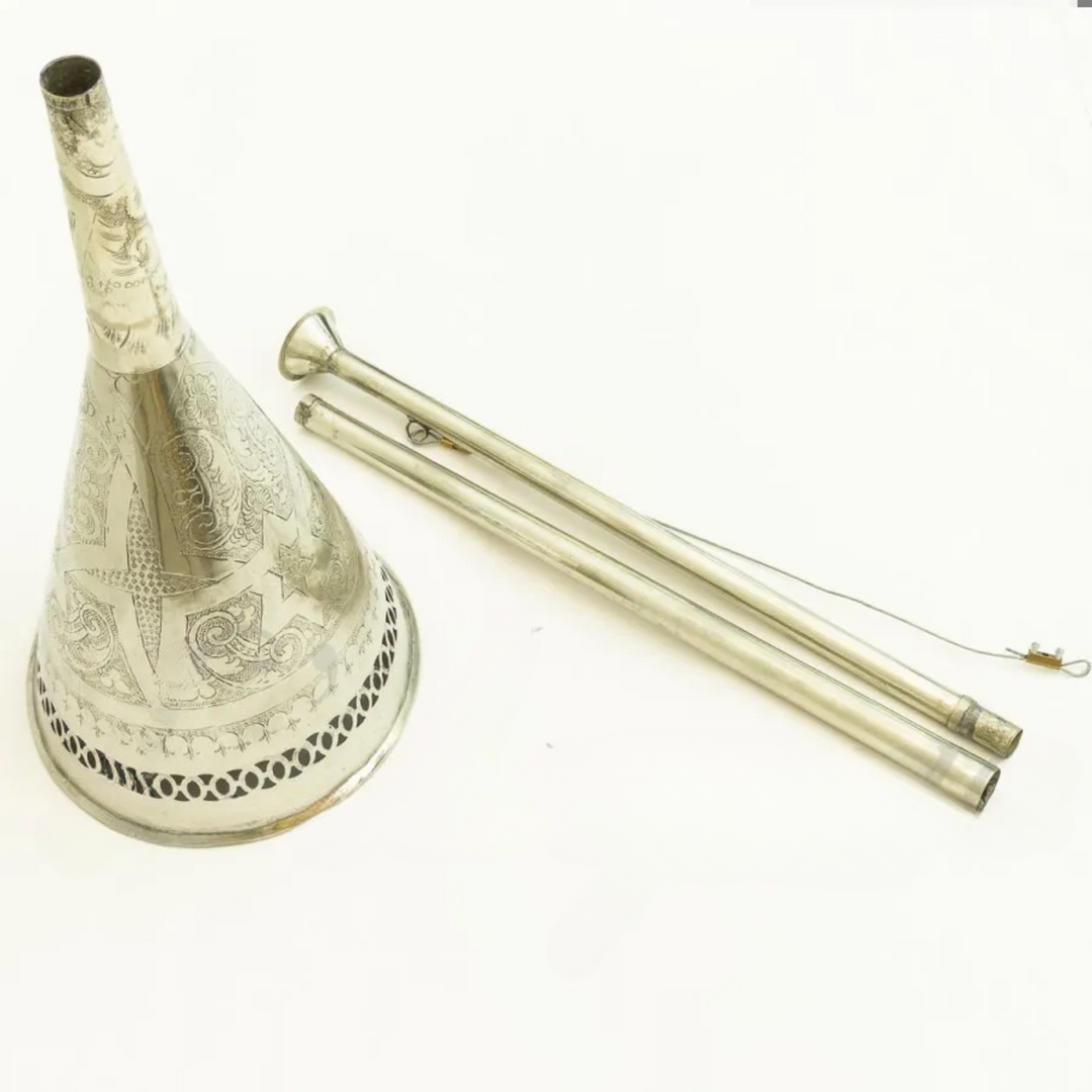 Brass Ceiling Light Sabrina close detail with Moroccan brass finish and smooth curved profile for home decor