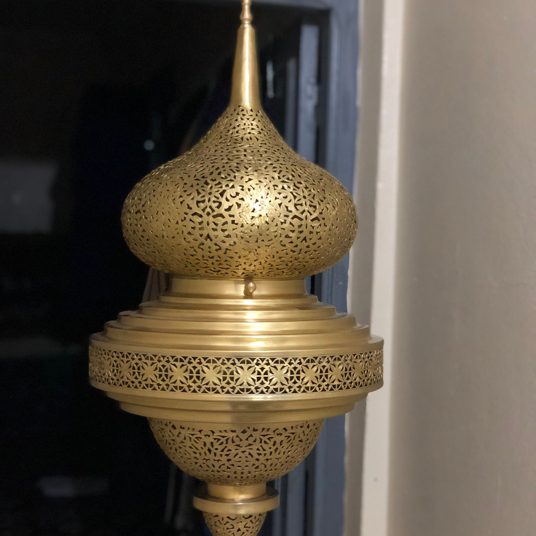 Brass Ceiling Light Rakia in handmade Moroccan style, bringing crafted metal texture to lounges and entry spaces.